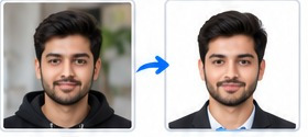 Original and processed ID photo before and after comparison