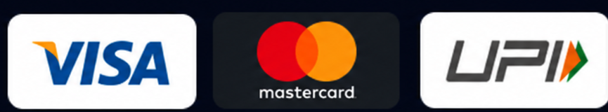 Visa, Mastercard and UPI accepted